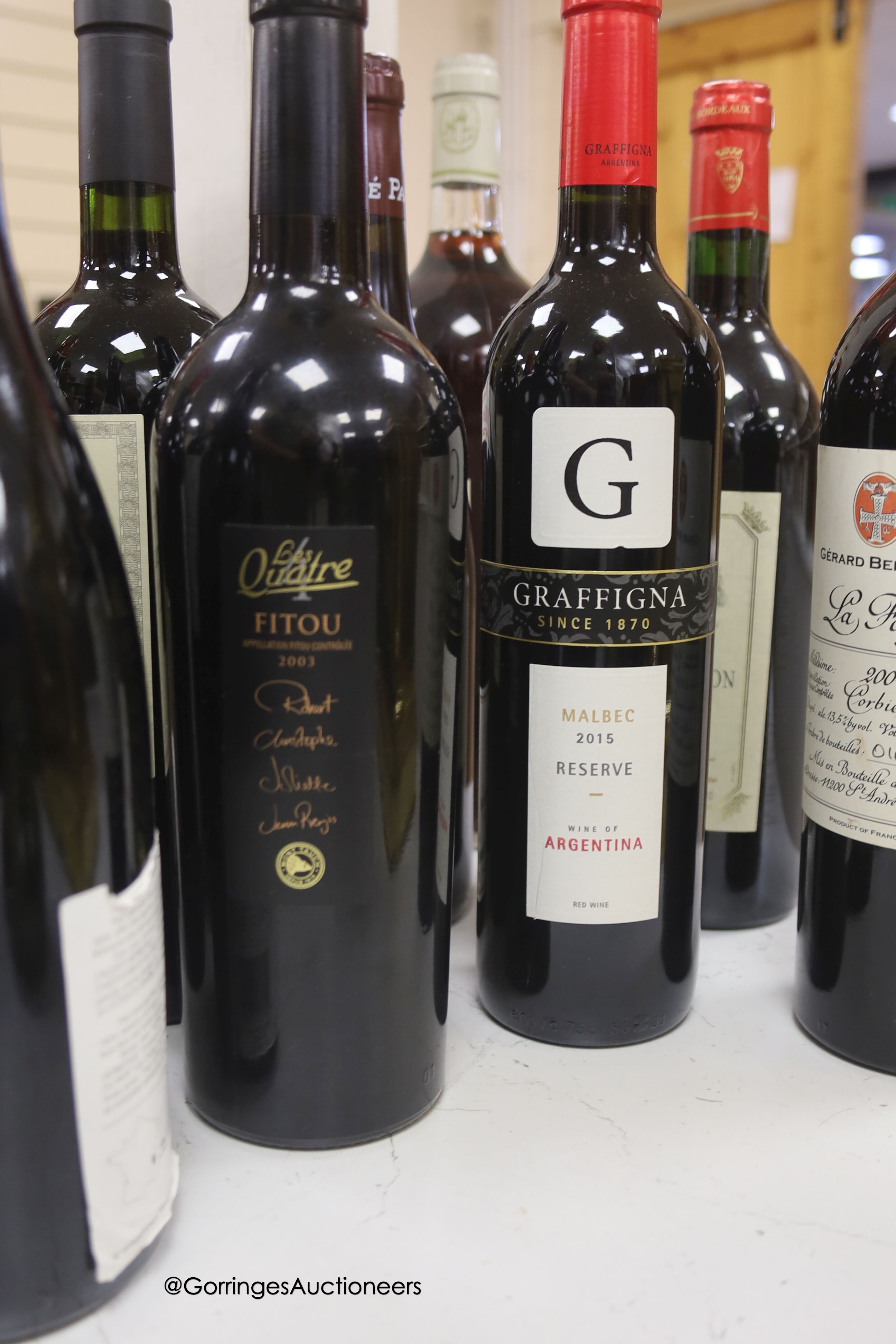 Nineteen assorted red wines including a Cabernet Sauvignon 1994, 150cl and Joseph Brown Santenay 1972